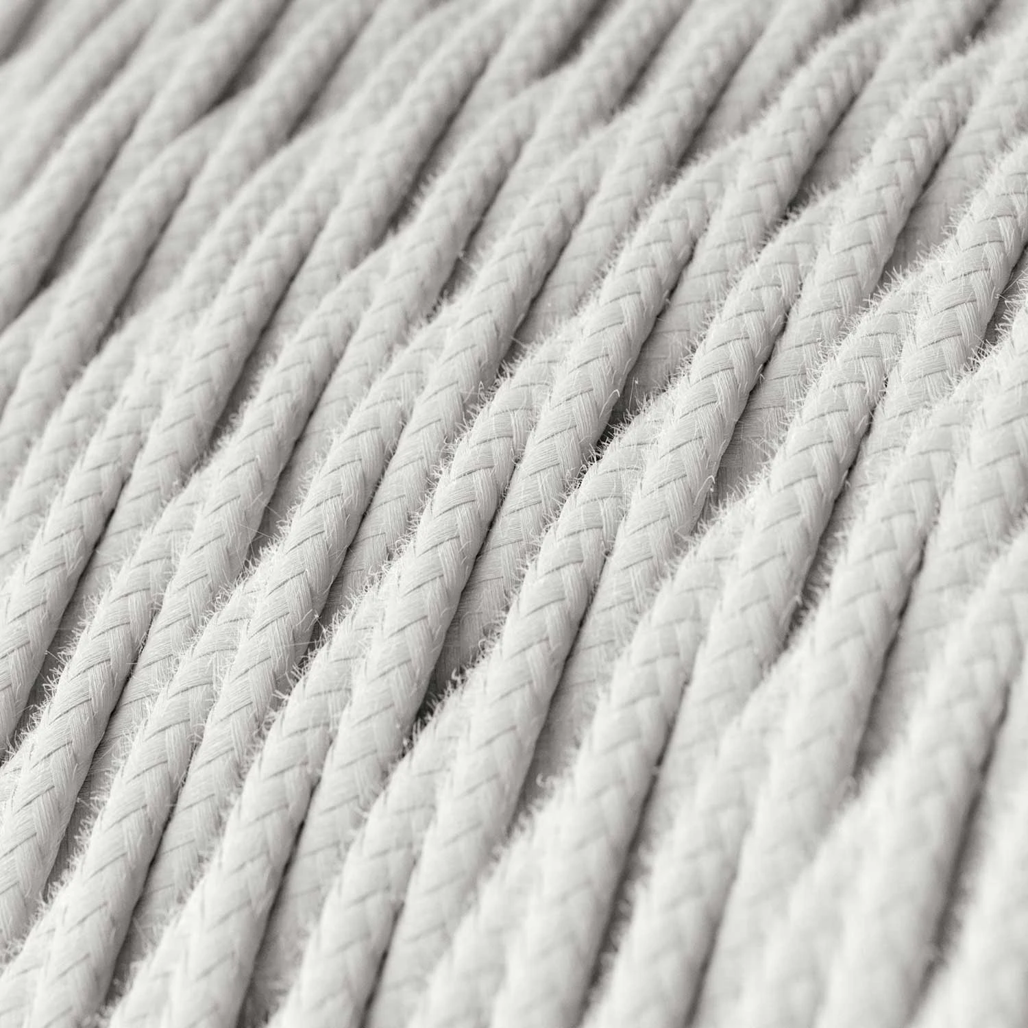 Twisted Electric Cable covered by Cotton solid color fabric TC01 White