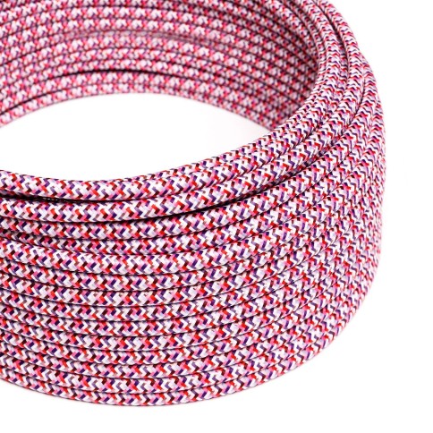 Round Electric Cable covered by rayon fabric RX00 Pixel Fuchsia