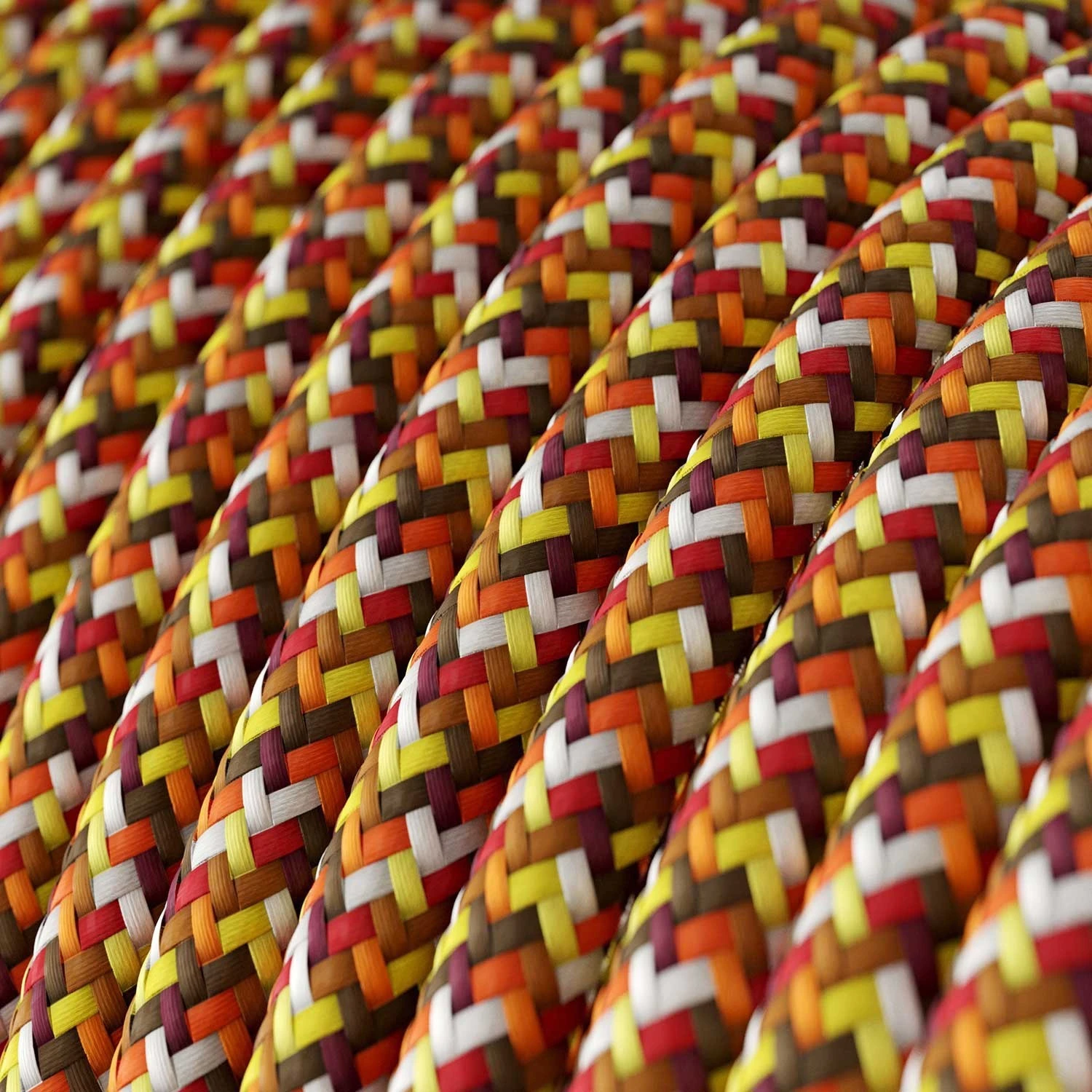 Round Electric Cable covered by rayon fabric RX01 Pixel Orange