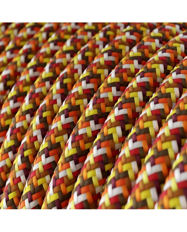 Round Electric Cable covered by rayon fabric RX01 Pixel Orange