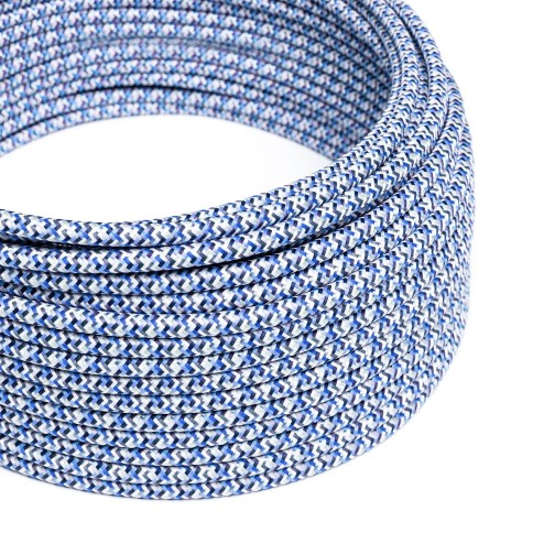 Round Electric Cable covered by rayon fabric RX03 Pixel Turquoise