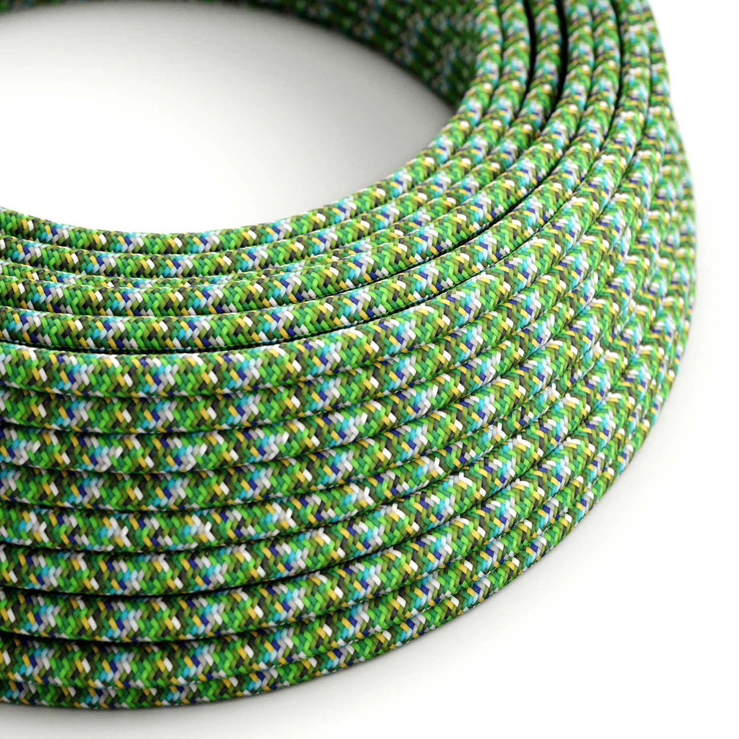 Round Electric Cable covered by rayon fabric RX05 Pixel Green