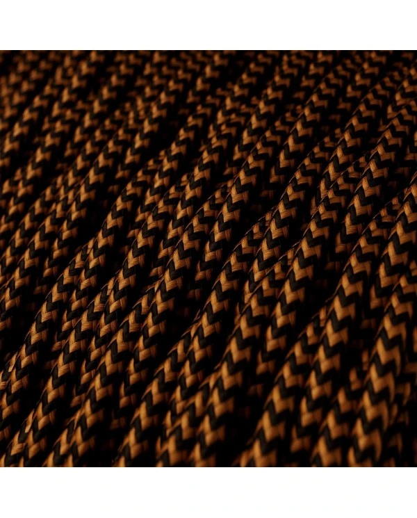 Twisted Electric Cable covered by Rayon solid color fabric TZ22 Black And Whiskey