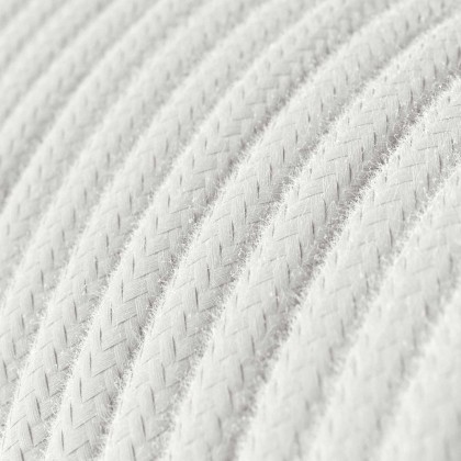 Round Electric Cable covered by Cotton solid color fabric RC01 White