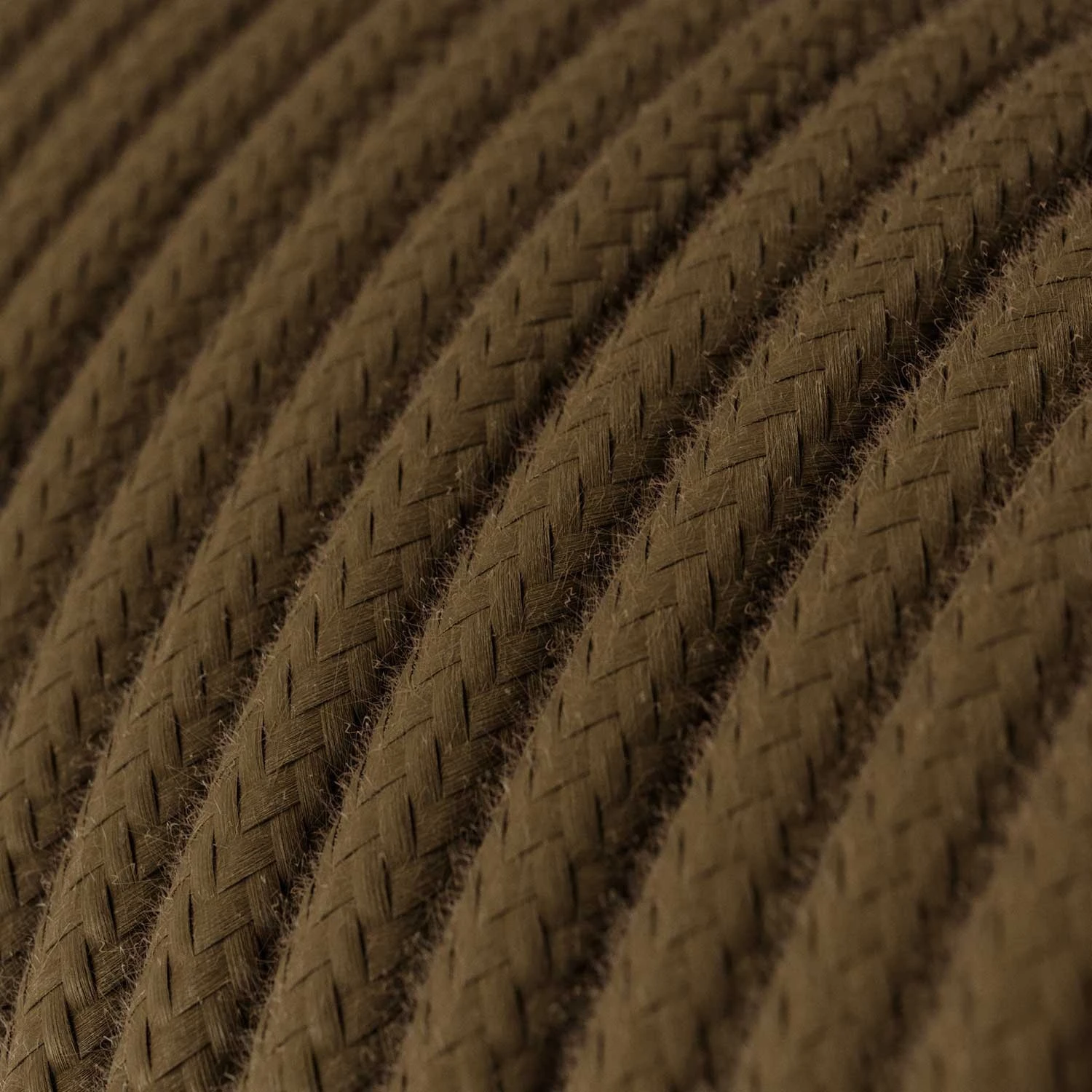 Round Electric Cable covered by Cotton solid color fabric RC13 Brown