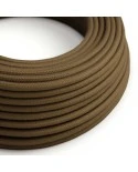 Round Electric Cable covered by Cotton solid color fabric RC13 Brown