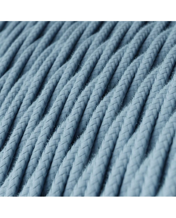 Twisted Electric Cable covered by Cotton solid color fabric TC53 Ocean
