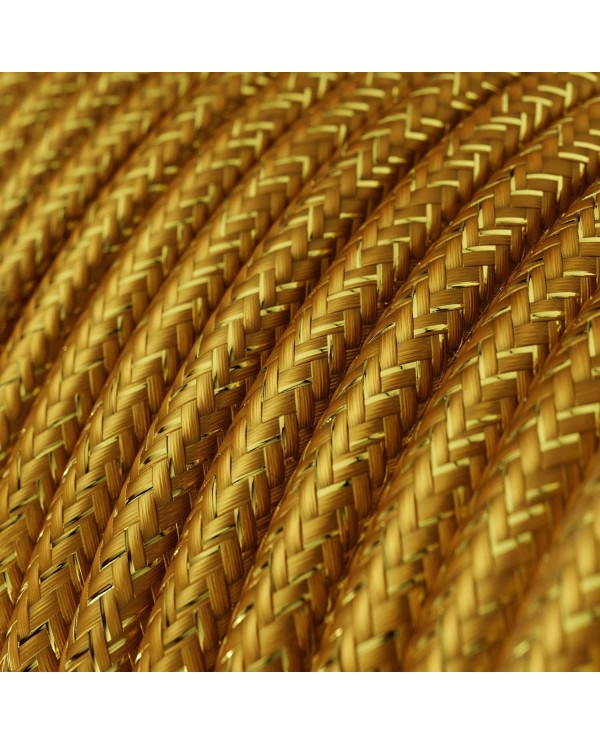 Round Glittering Electric Cable covered by Rayon solid color fabric RL05 Gold