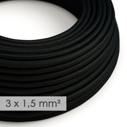 Large section electric cable 3x1,50 round - covered by rayon Black RM04