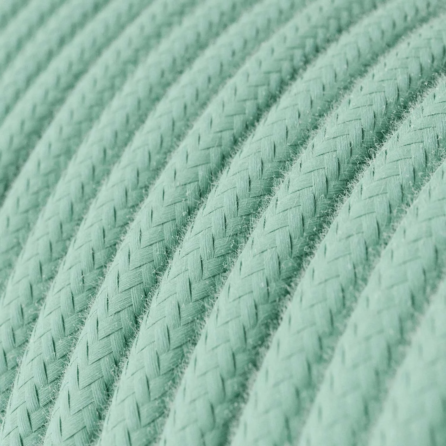 Round Electric Cable covered by cotton solid color fabric RC34 Milk and Mint