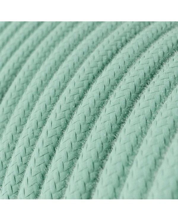 Round Electric Cable covered by cotton solid color fabric RC34 Milk and Mint