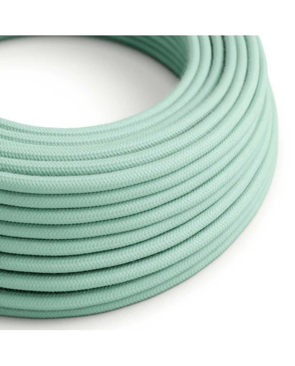 Round Electric Cable covered by cotton solid color fabric RC34 Milk and Mint