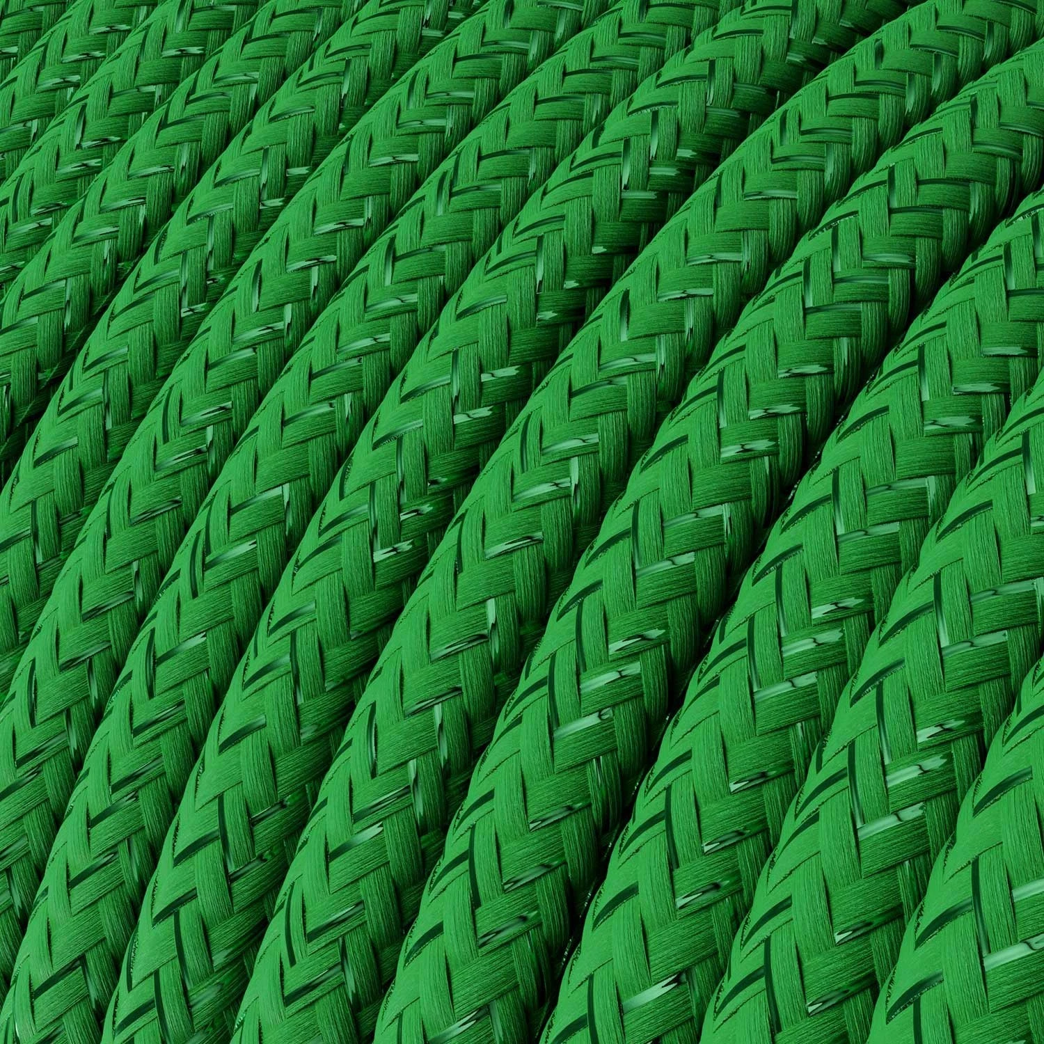 Round Glittering Electric Cable covered by Rayon solid color fabric RL06 Green