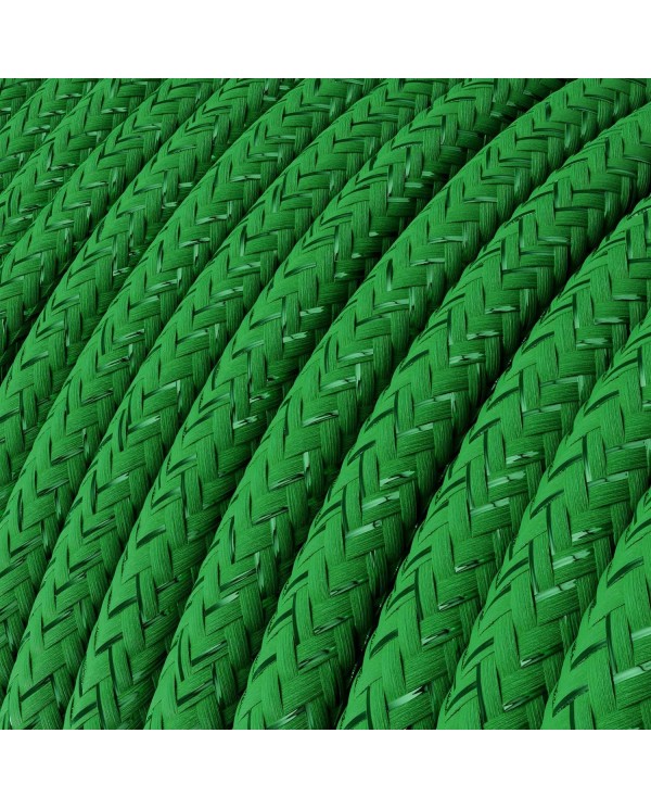Round Glittering Electric Cable covered by Rayon solid color fabric RL06 Green