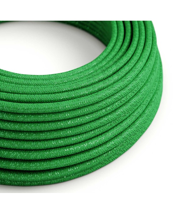 Round Glittering Electric Cable covered by Rayon solid color fabric RL06 Green
