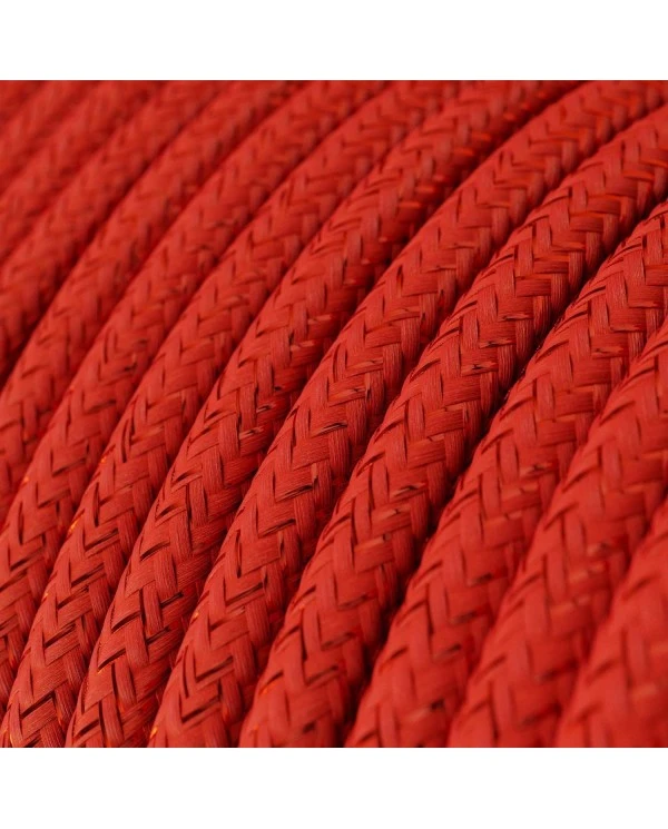 Round Glittering Electric Cable covered by Rayon solid color fabric RL09 Red