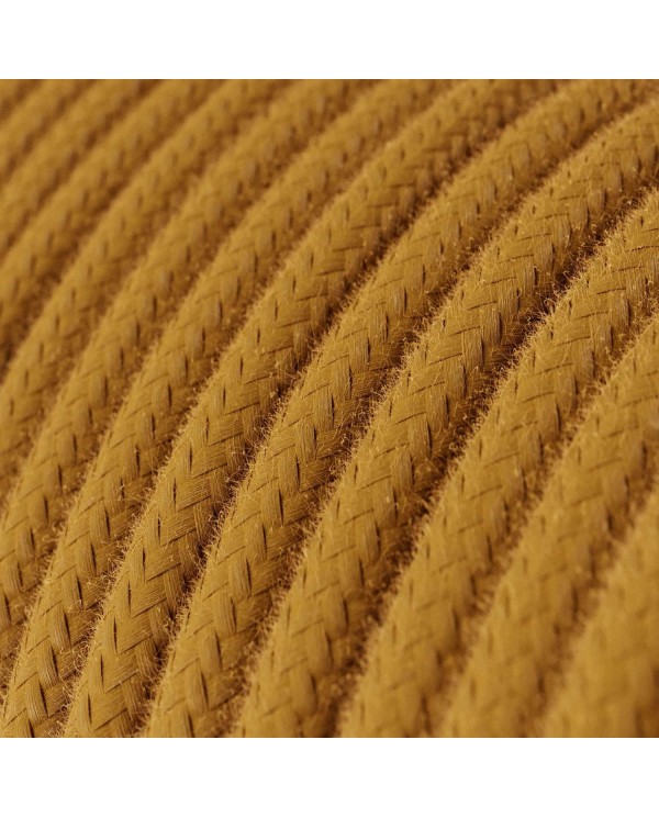 Round Electric Cable covered by Cotton solid color fabric RC31 Golden Honey