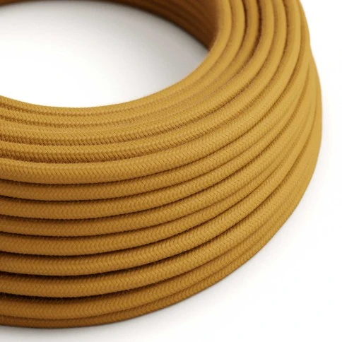 Round Electric Cable covered by Cotton solid color fabric RC31 Golden Honey