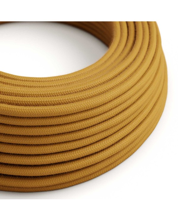 Round Electric Cable covered by Cotton solid color fabric RC31 Golden Honey