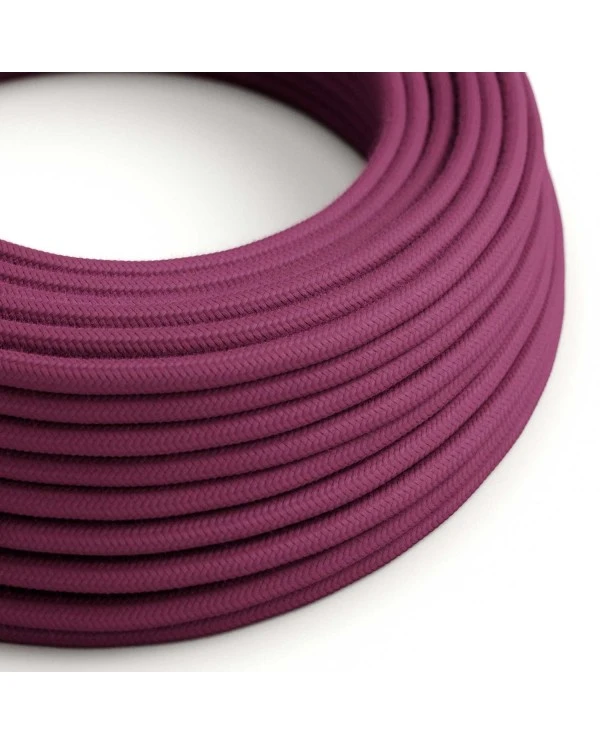 Round Electric Cable covered by Cotton solid color fabric RC32 Burgundy