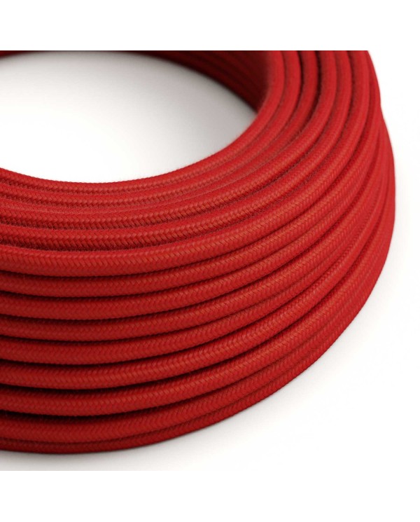 Round Electric Cable covered by Cotton solid color fabric RC35 Fire Red