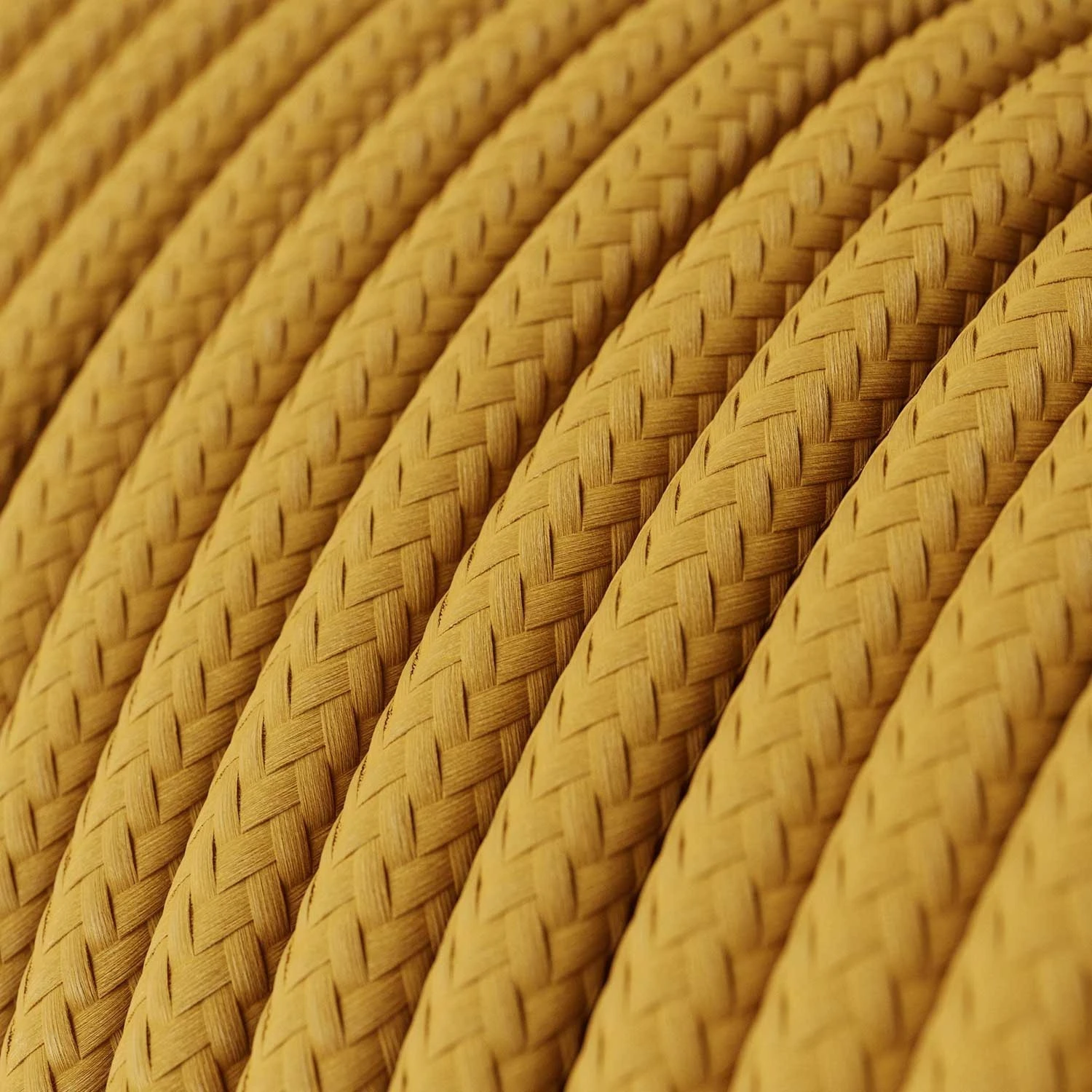 Round Electric Cable covered by Rayon solid color fabric RM25 Mustard