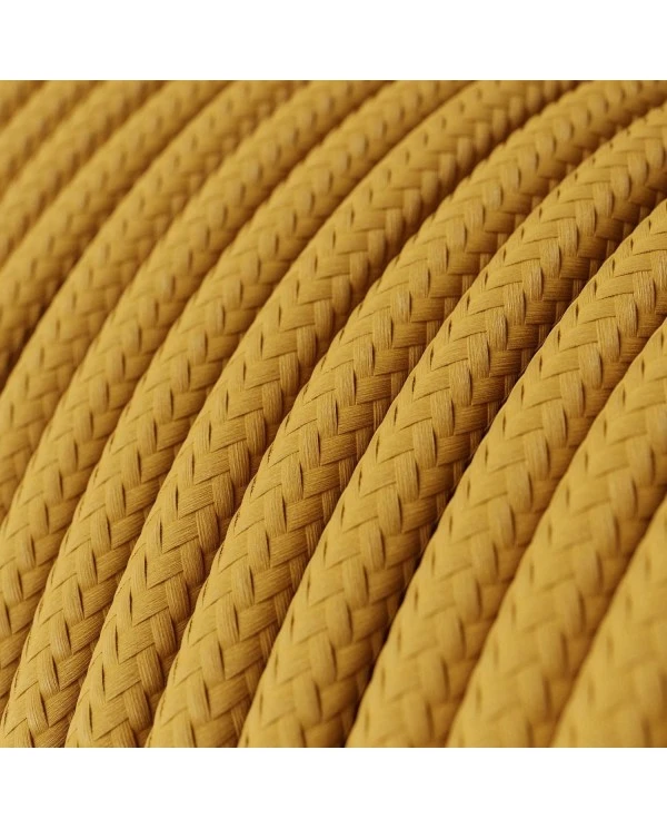 Round Electric Cable covered by Rayon solid color fabric RM25 Mustard