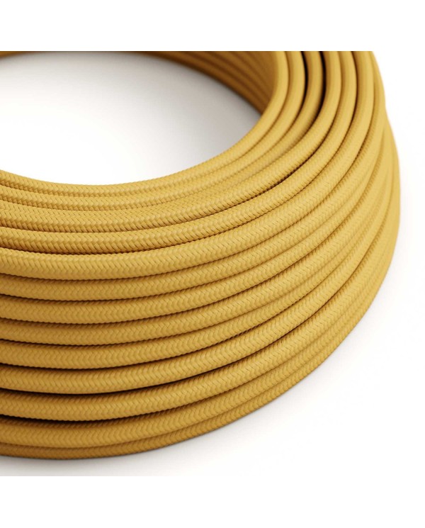 Round Electric Cable covered by Rayon solid color fabric RM25 Mustard