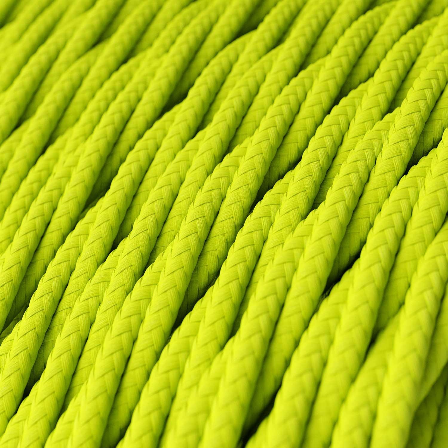 Twisted Electric Cable covered by Rayon solid color fabric TF10 Fluo Yellow