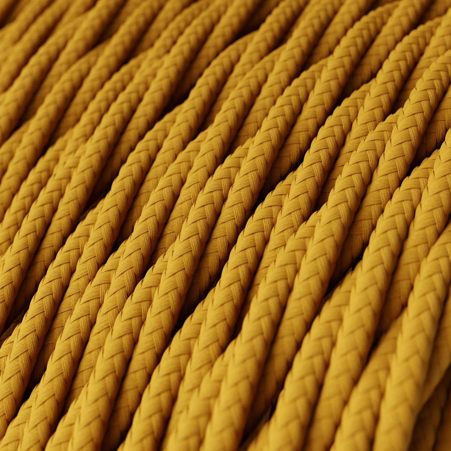 Twisted Electric Cable covered by Rayon solid color fabric TM25 Mustard