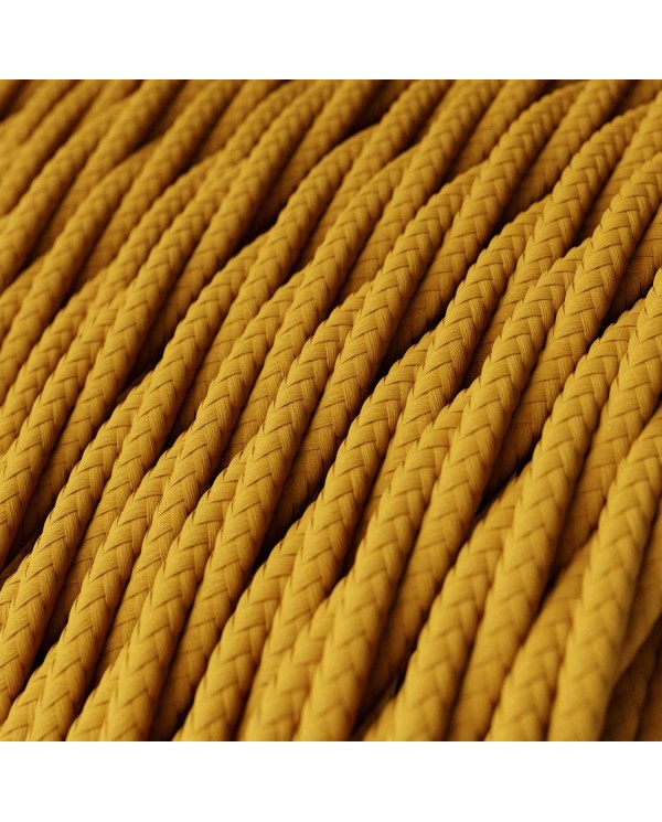 Twisted Electric Cable covered by Rayon solid color fabric TM25 Mustard
