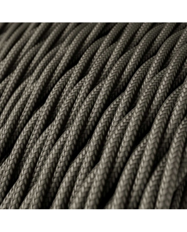 Twisted Electric Cable covered by Rayon solid color fabric TM26 Dark Gray