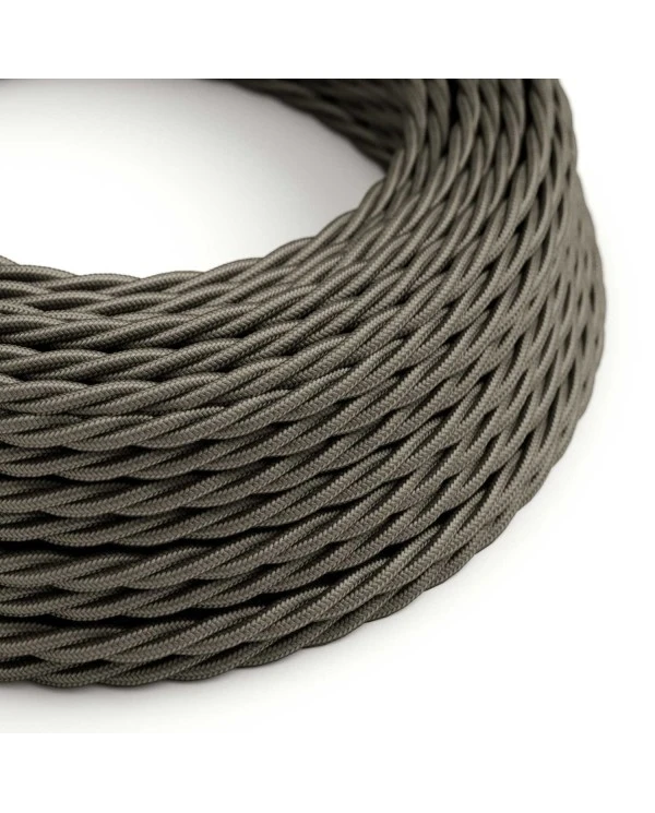 Twisted Electric Cable covered by Rayon solid color fabric TM26 Dark Gray