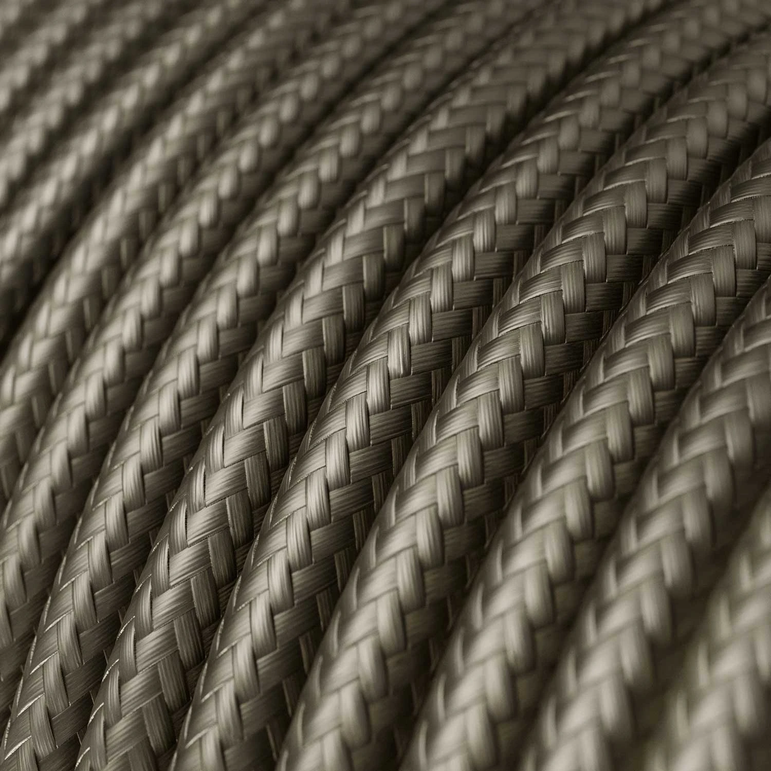 Round Electric Cable covered by Rayon solid color fabric RM26 Dark Gray