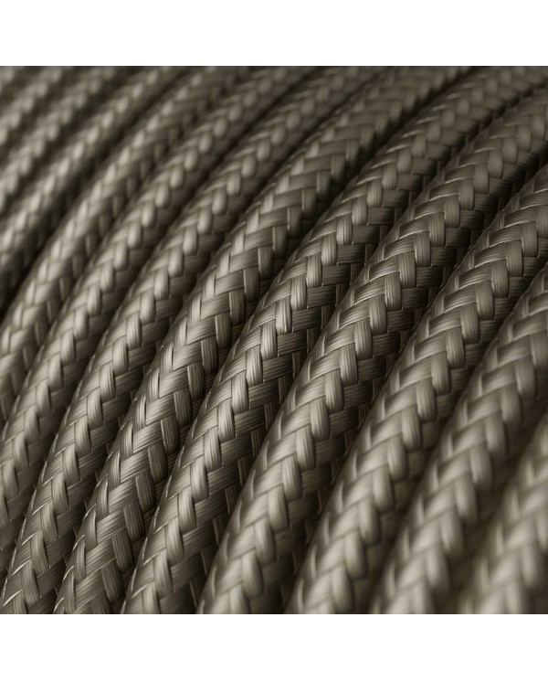 Round Electric Cable covered by Rayon solid color fabric RM26 Dark Gray