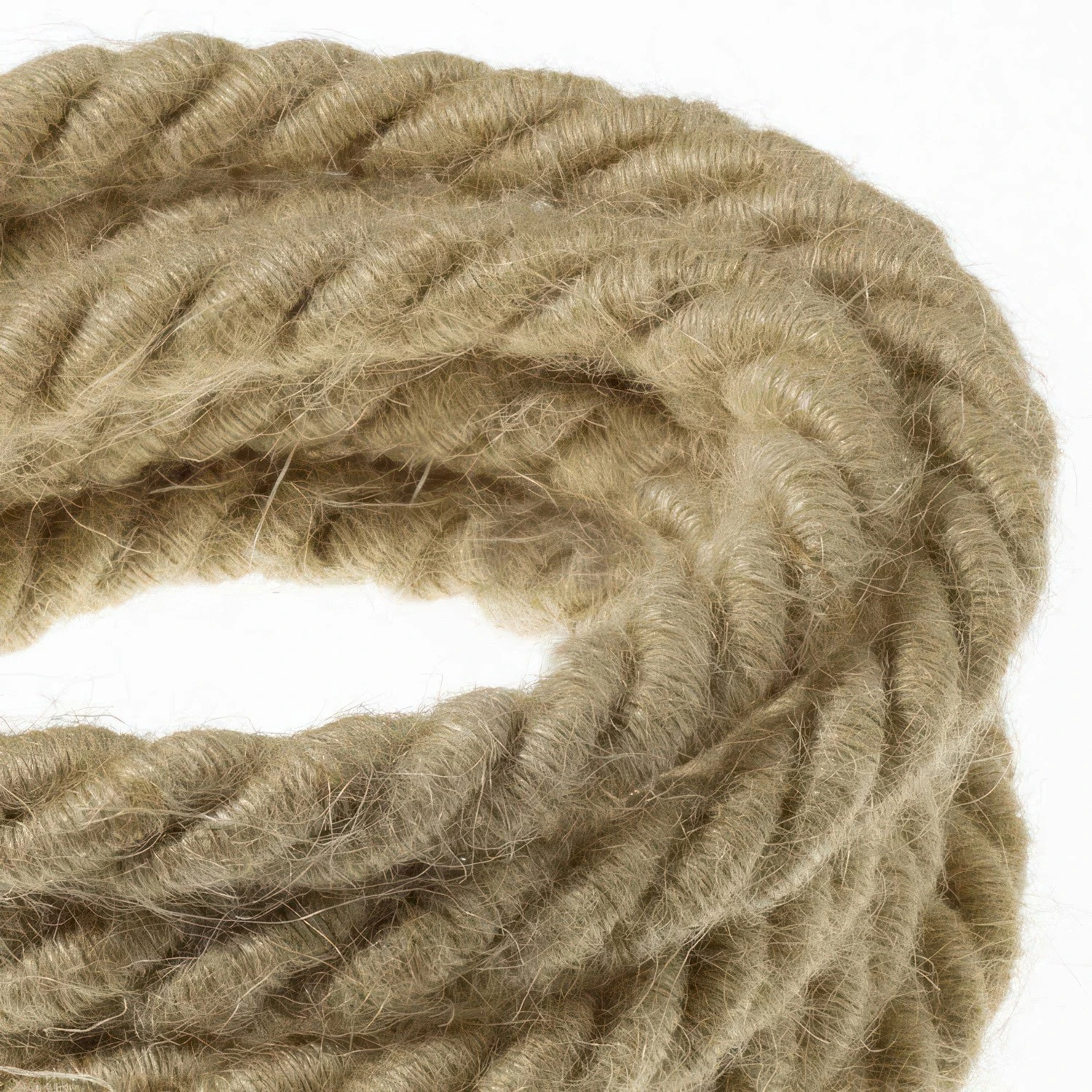 XL electrical cord, electrical cable 3x0,75. Rough jute fabric covering. Diameter 16mm.