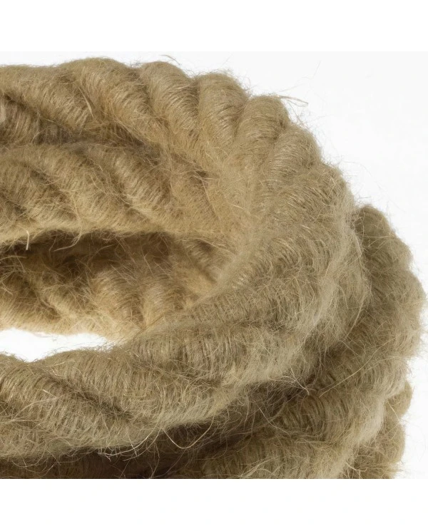 2XL electrical cord, electrical cable 3x0,75. Rough jute fabric covering. Diameter 24mm.