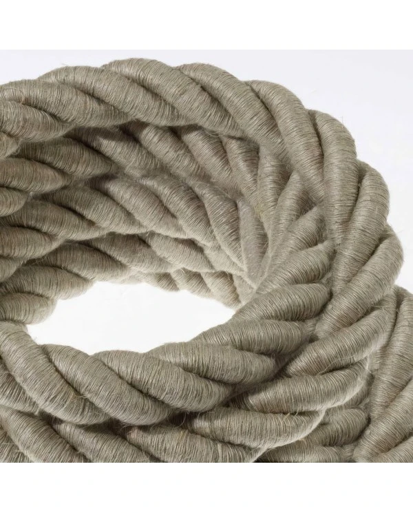 2XL electrical cord, electrical cable 3x0,75. Natural linen fabric covering. Diameter 24mm.