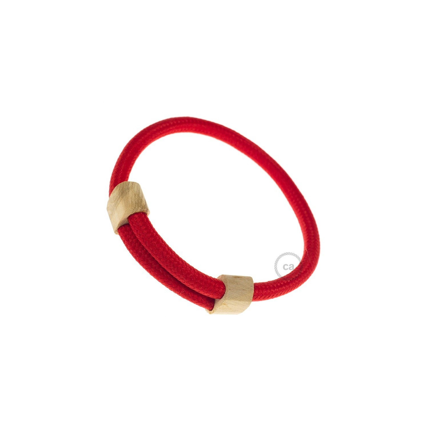 Creative-Bracelet in Rayon solid color red fabric RM09. Wood sliding fastening. Made in Italy.