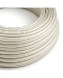 Round Electric Cable covered by Rayon solid color fabric RM00 Ivory