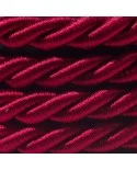 XL electrical cord, electrical cable 3x0,75. Shiny dark bordeaux fabric covering. Diameter 16mm.