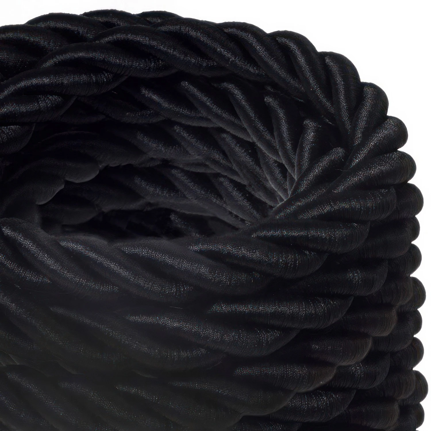 2XL electrical cord, electrical cable 3x0,75. Shiny black fabric covering. Diameter 24mm.