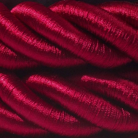 3XL electrical cord, electrical cable 3x0,75. Shiny dark bordeaux fabric covering. Diameter 30mm.