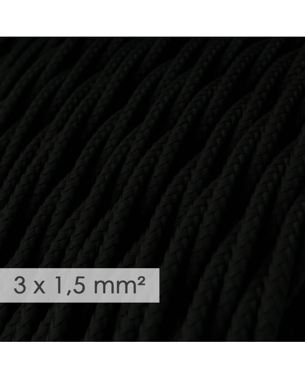 Large section electric cable 3x1,50 twisted - covered by rayon Black TM04