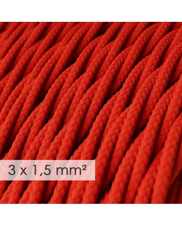 Large section electric cable 3x1,50 twisted - covered by rayon Red TM09