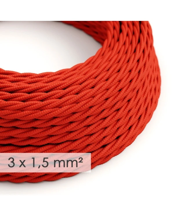 Large section electric cable 3x1,50 twisted - covered by rayon Red TM09