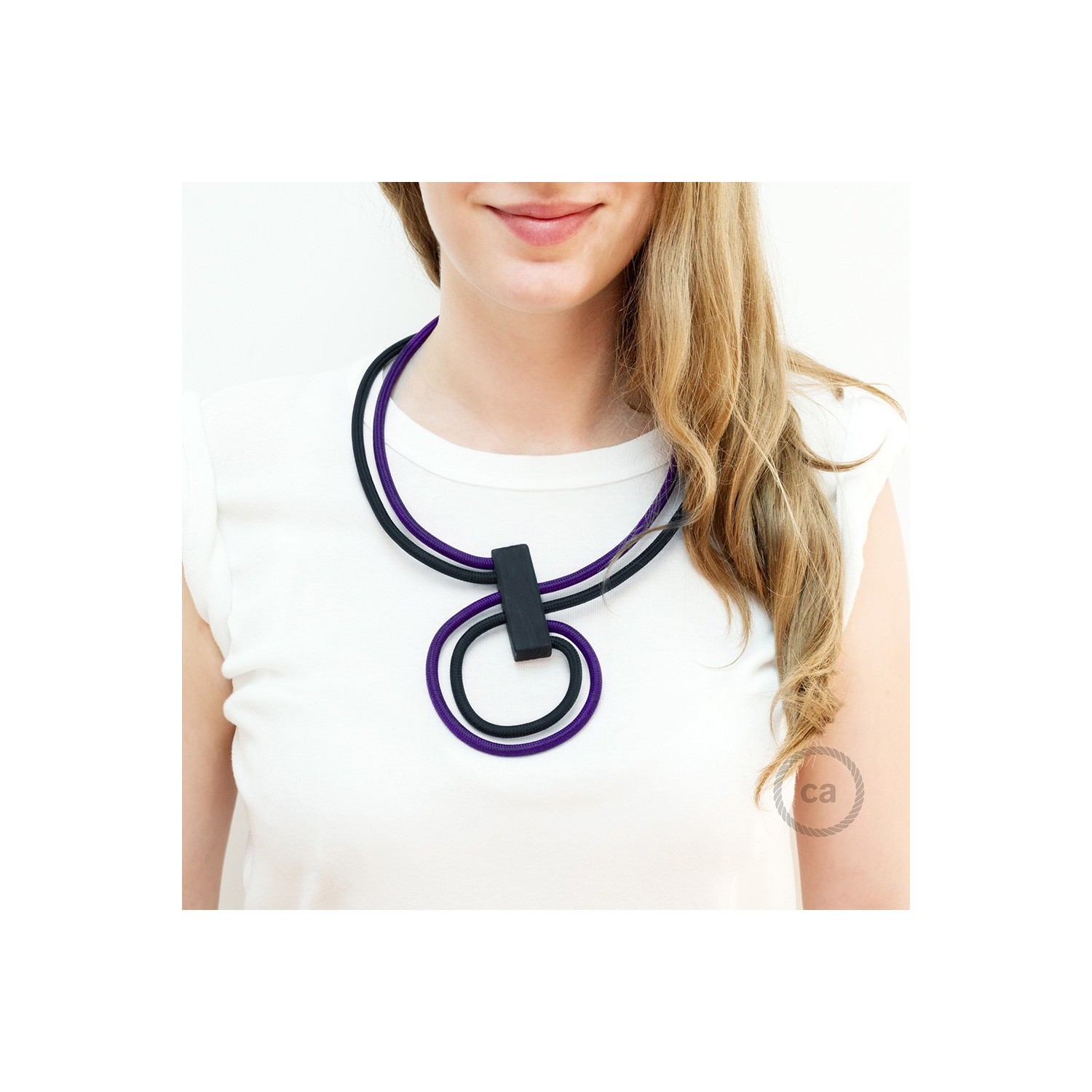 Infinity necklace adjustable bicolor Violet RM14 and Black RM04.
