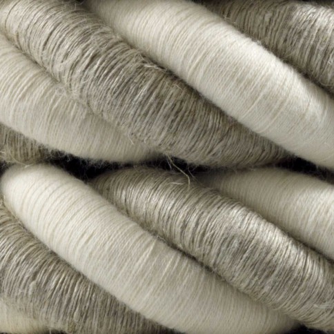 3XL electrical cord, electrical cable 3x0,75. Natural linen and raw cotton fabric covering. Diameter 30mm.