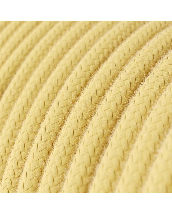 Round Electric Cable covered by Cotton fabric RC10 Pale Yellow