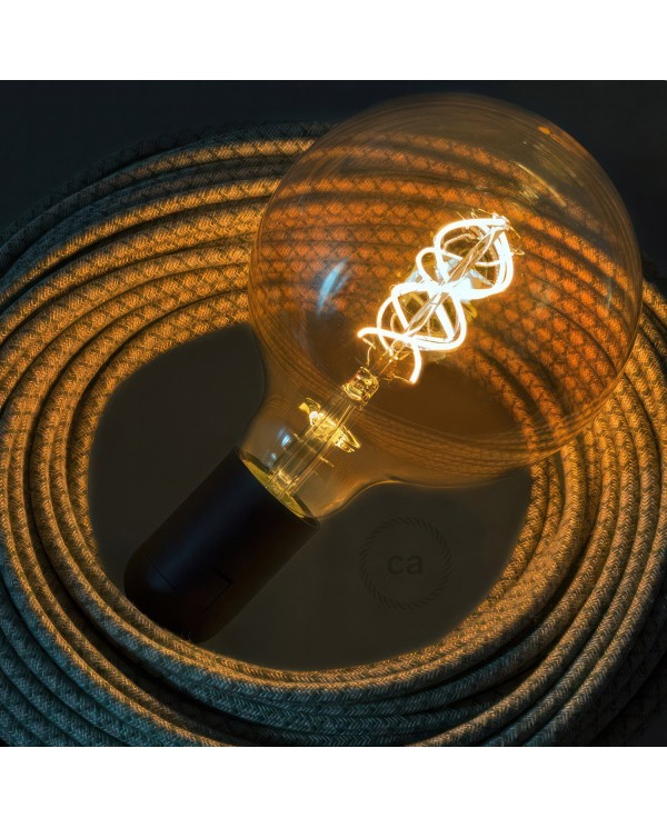 LED Golden Light Bulb - Globe G125 Curved Spiral Filament - 4W 250Lm E27 1800K Dimmable